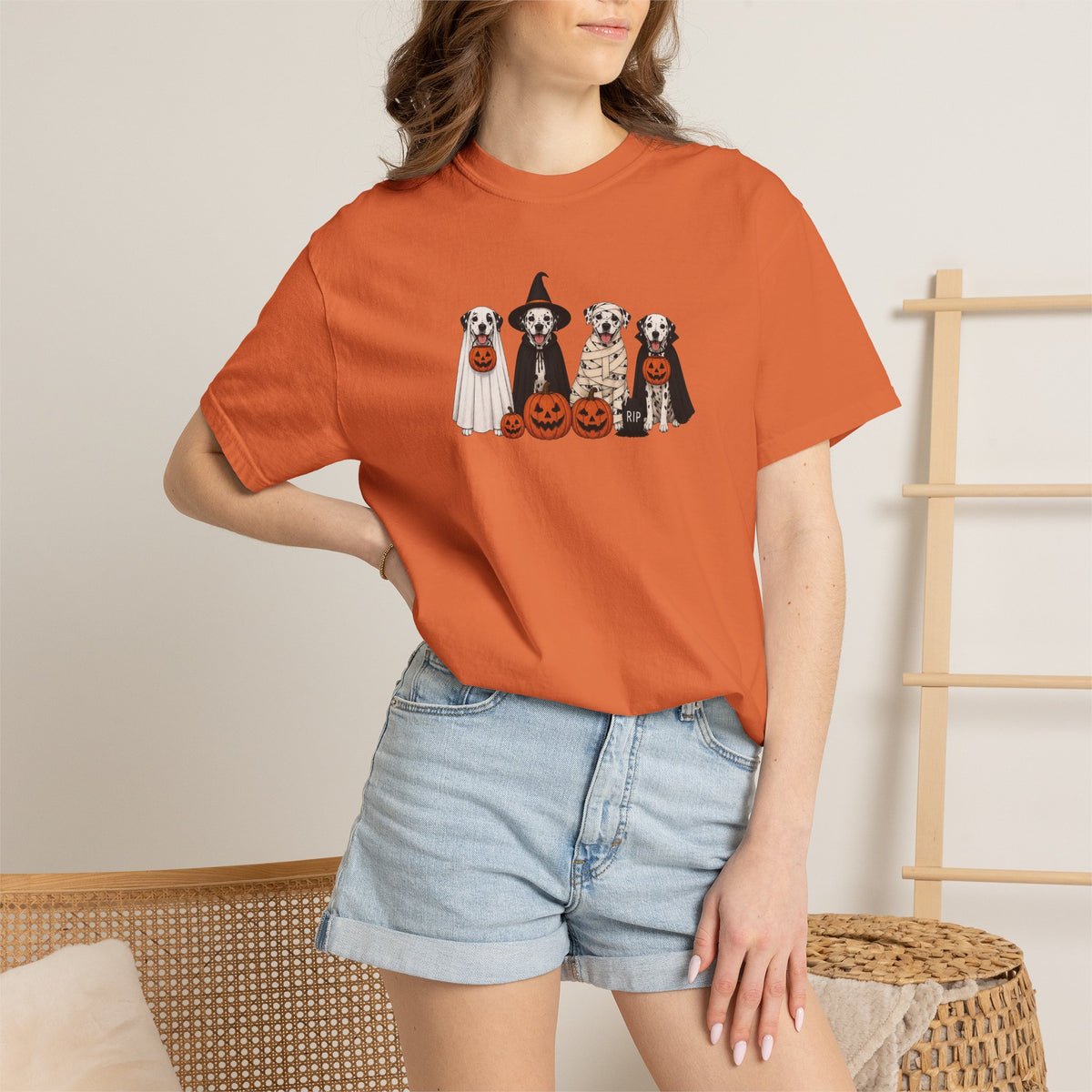 Halloween Dogs T-Shirt — Cute Puppies in Costumes with Jack-o'-Lanterns