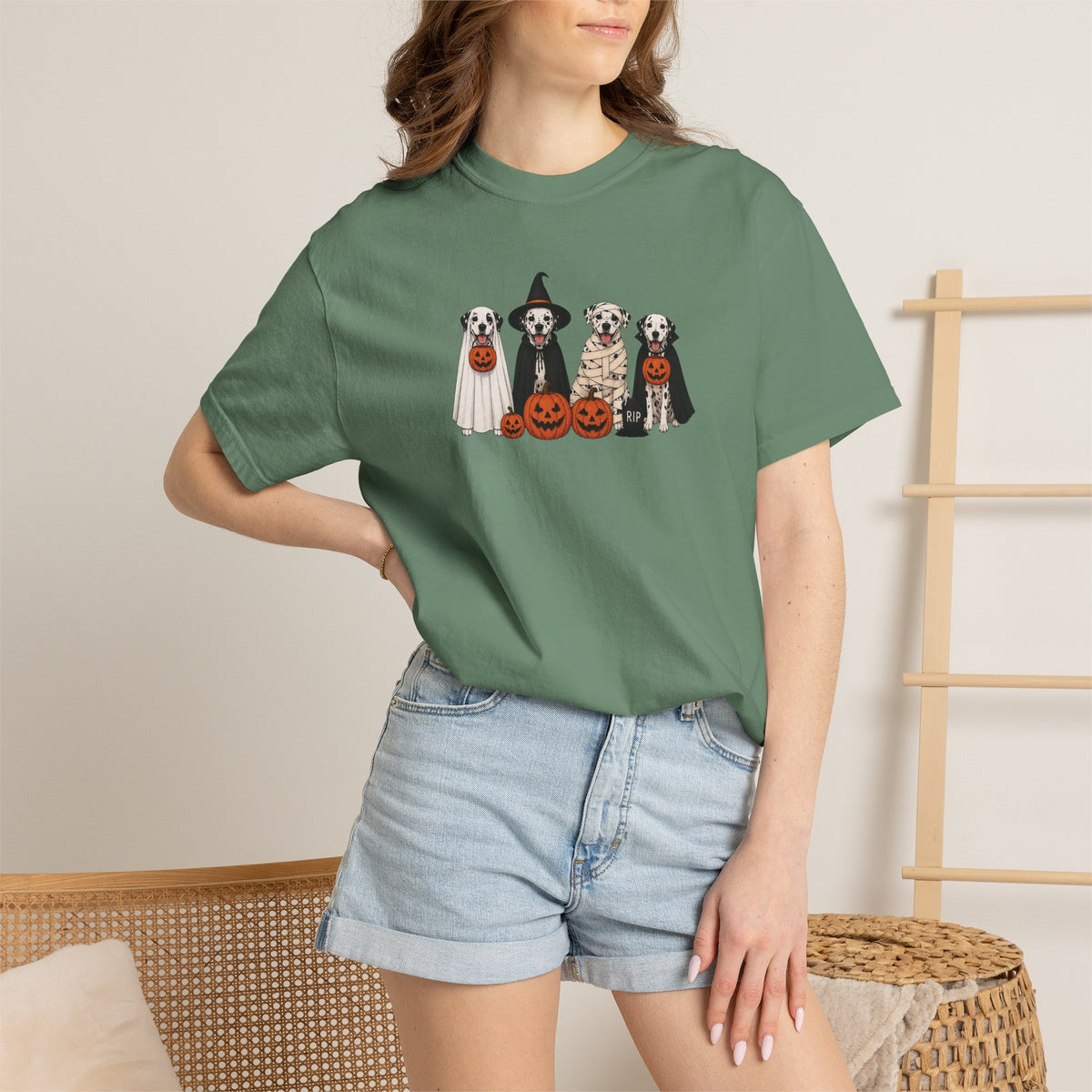 Halloween Dogs T-Shirt — Cute Puppies in Costumes with Jack-o'-Lanterns