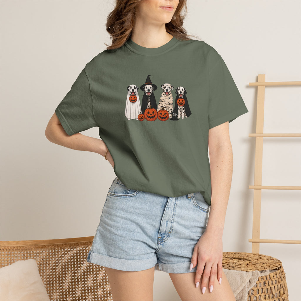 Halloween Dogs T-Shirt — Cute Puppies in Costumes with Jack-o'-Lanterns
