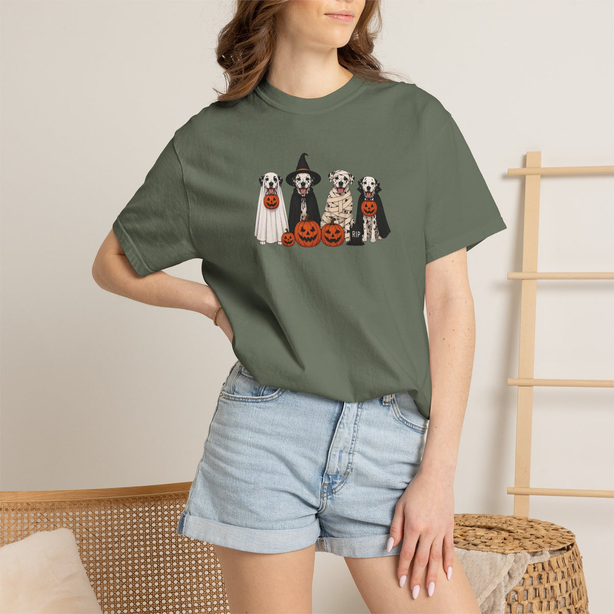 Halloween Dogs T-Shirt — Cute Puppies in Costumes with Jack-o'-Lanterns