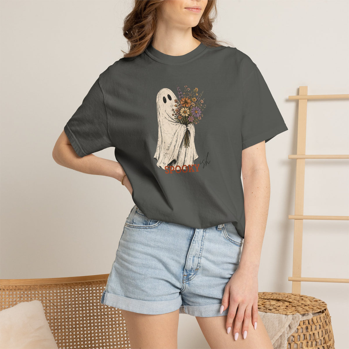Spooky Ish /ghost flower tee shirt