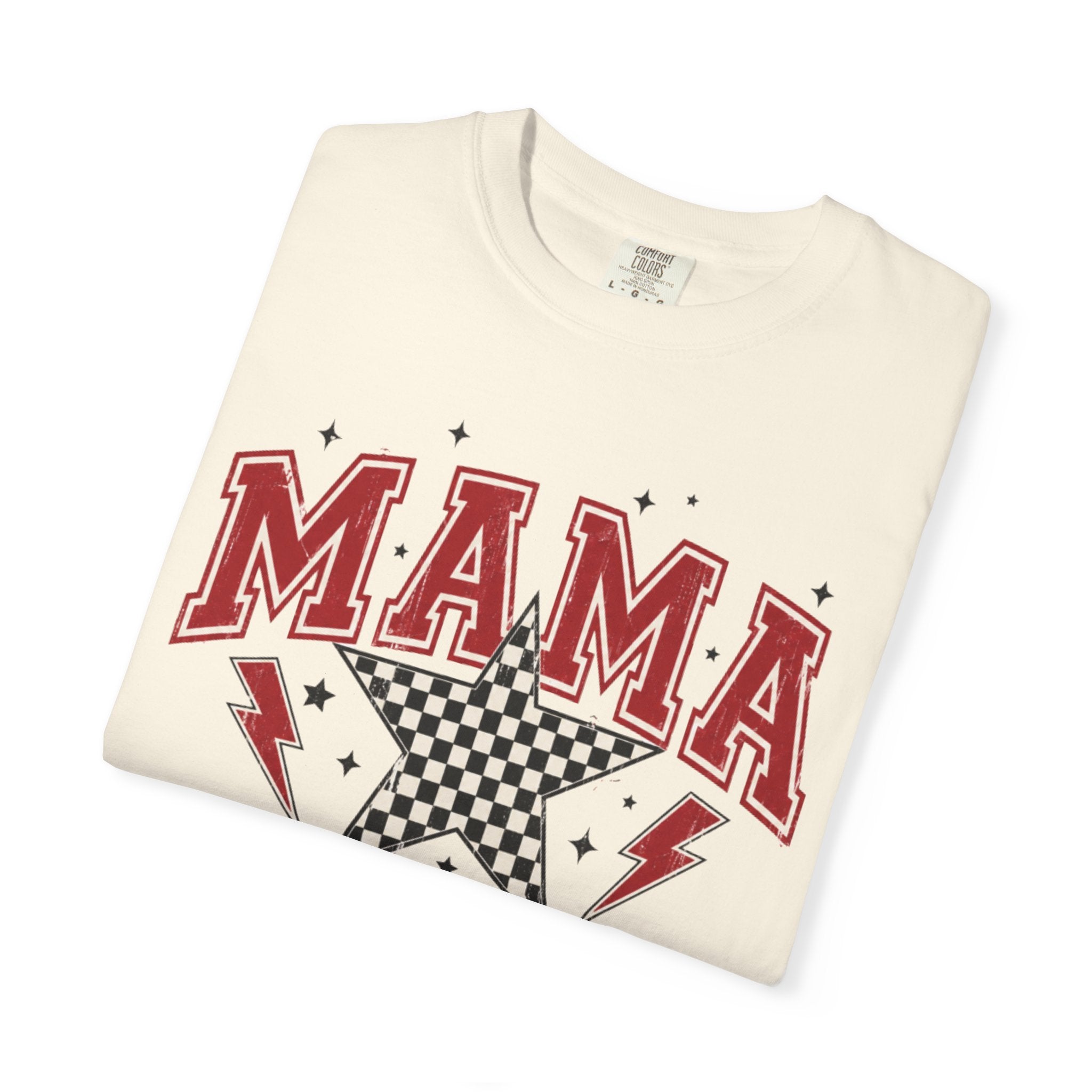 Mama Rockstar T-Shirt — Retro Checker Star Graphic for Moms