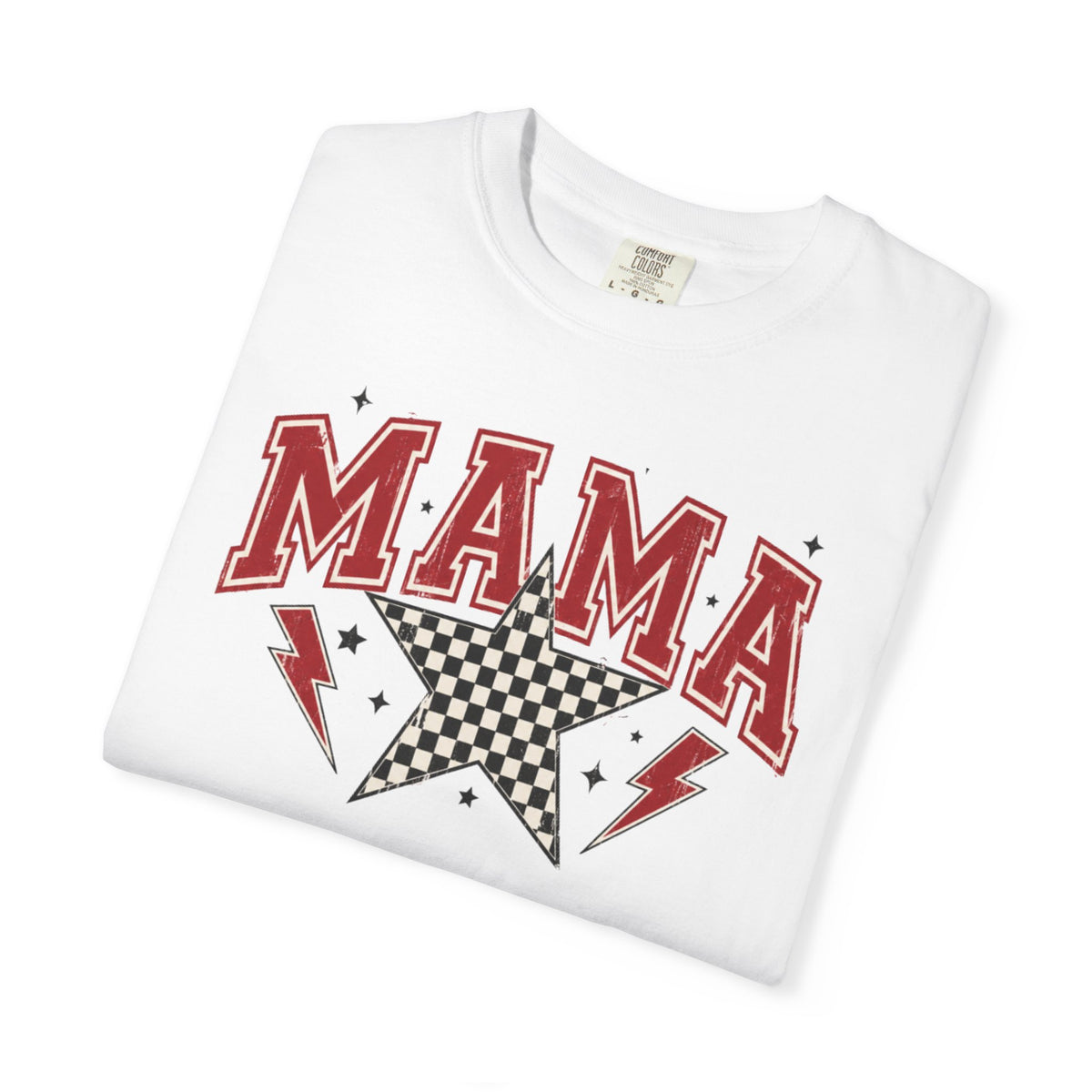 Mama Rockstar T-Shirt — Retro Checker Star Graphic for Moms