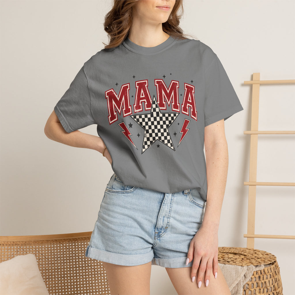 Mama Rockstar T-Shirt — Retro Checker Star Graphic for Moms