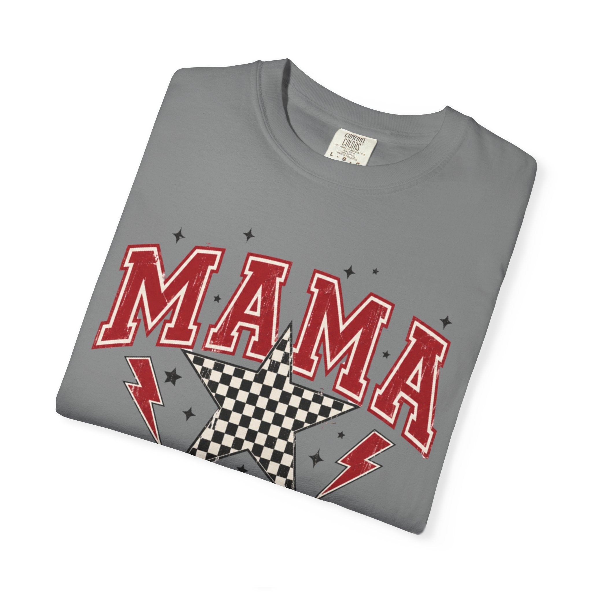 Mama Rockstar T-Shirt — Retro Checker Star Graphic for Moms