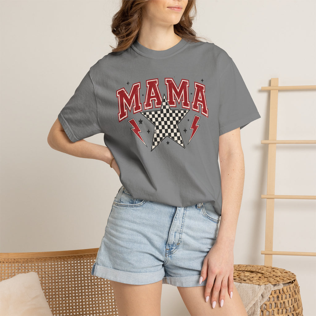 Mama Rockstar T-Shirt — Retro Checker Star Graphic for Moms