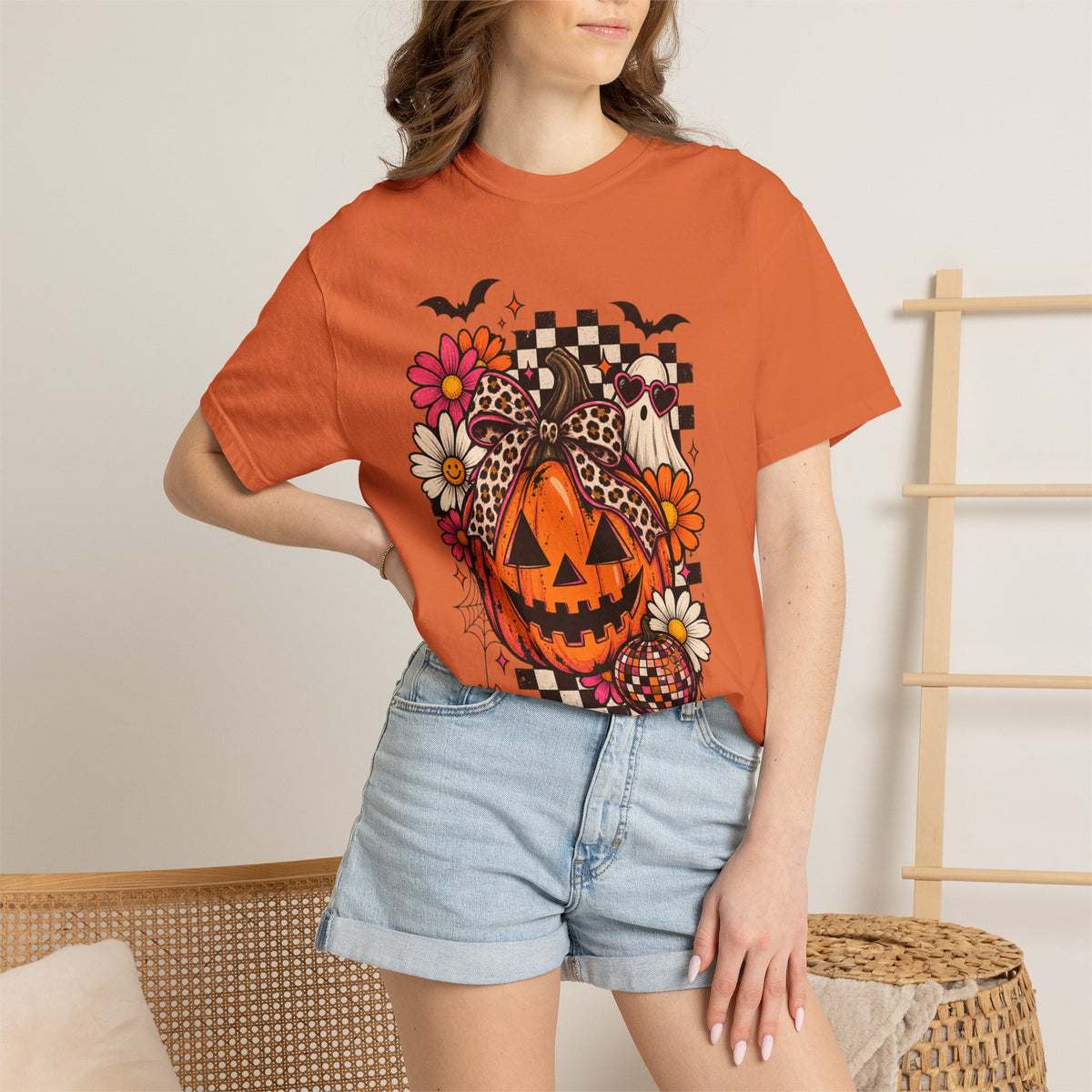 Halloween Pumpkin Floral T-Shirt