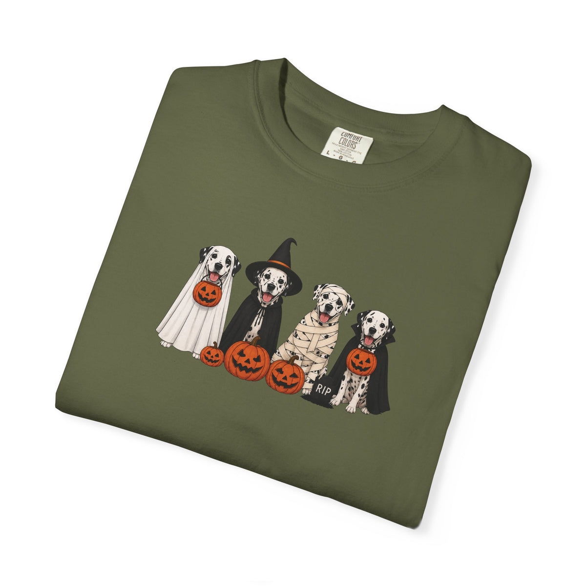 Halloween Dogs T-Shirt — Cute Puppies in Costumes with Jack-o'-Lanterns