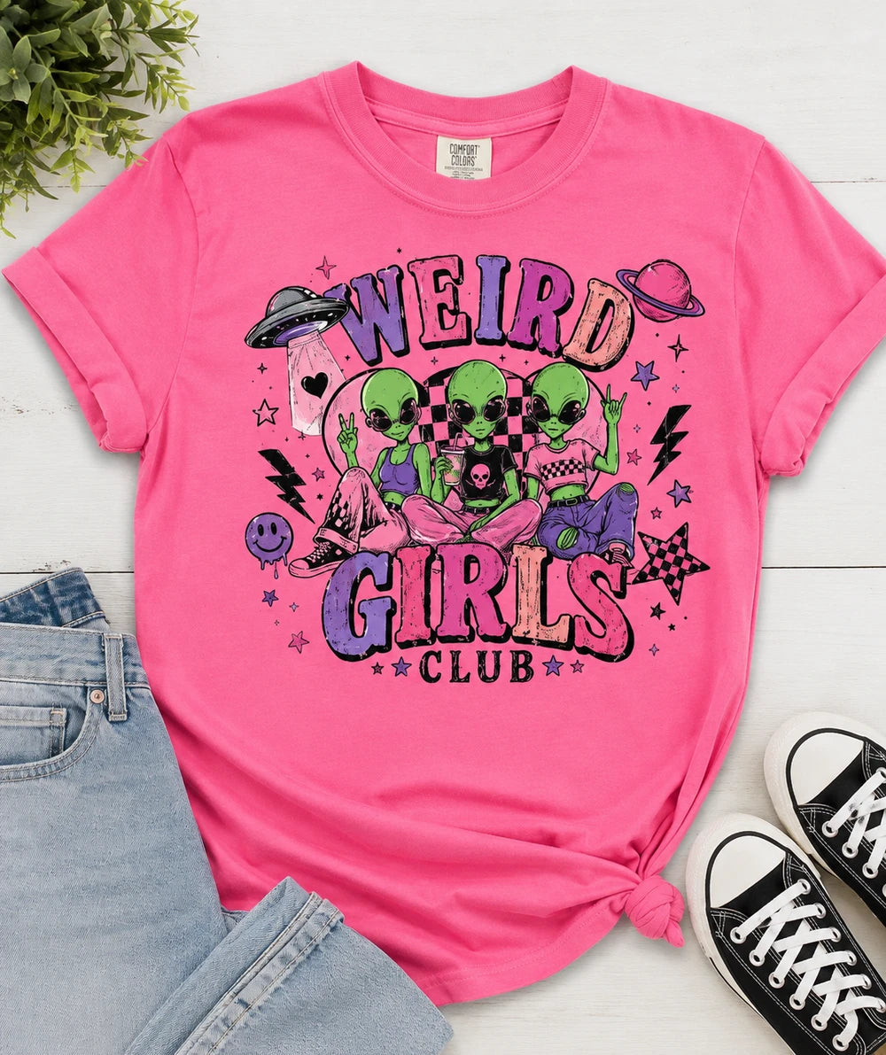 Weird Girls Club T-Shirt — Retro Alien Skull Graphic Tee