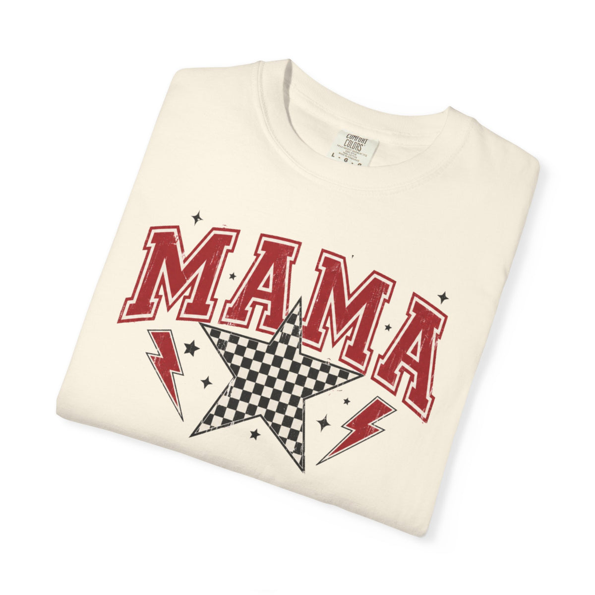 Mama Rockstar T-Shirt — Retro Checker Star Graphic for Moms