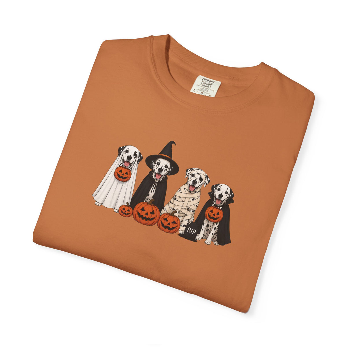 Halloween Dogs T-Shirt — Cute Puppies in Costumes with Jack-o'-Lanterns