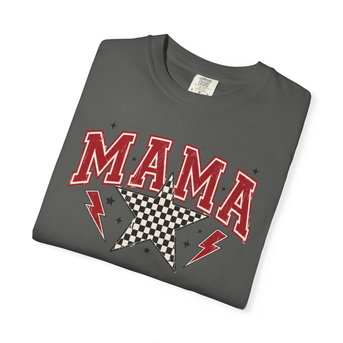 Mama Rockstar T-Shirt — Retro Checker Star Graphic for Moms