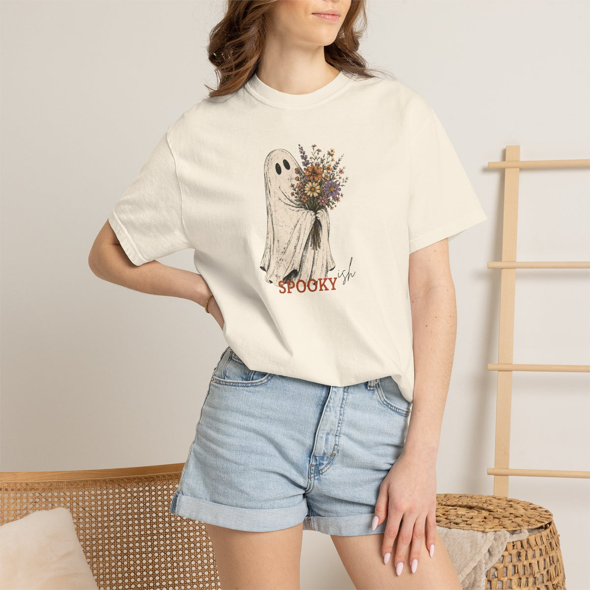Spooky Ish /ghost flower tee shirt