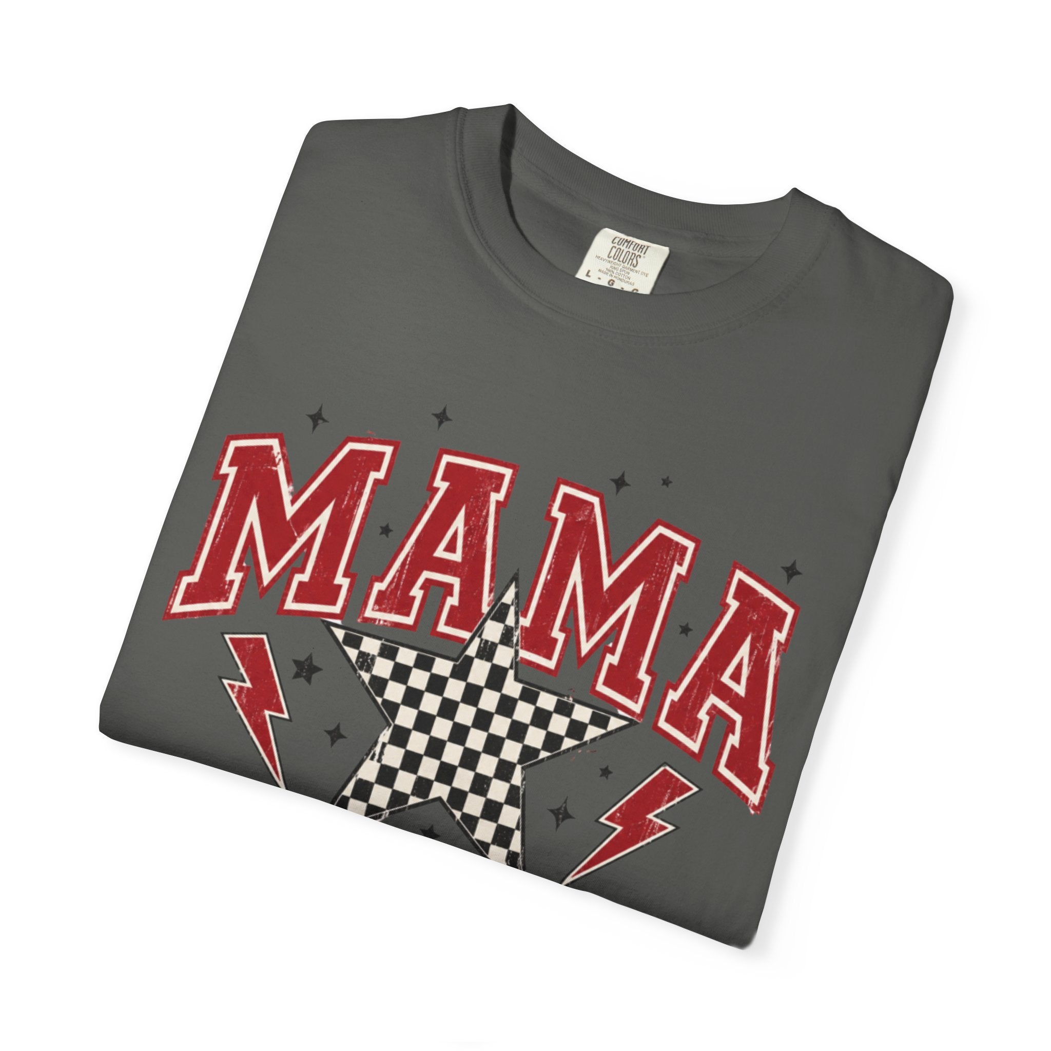 Mama Rockstar T-Shirt — Retro Checker Star Graphic for Moms