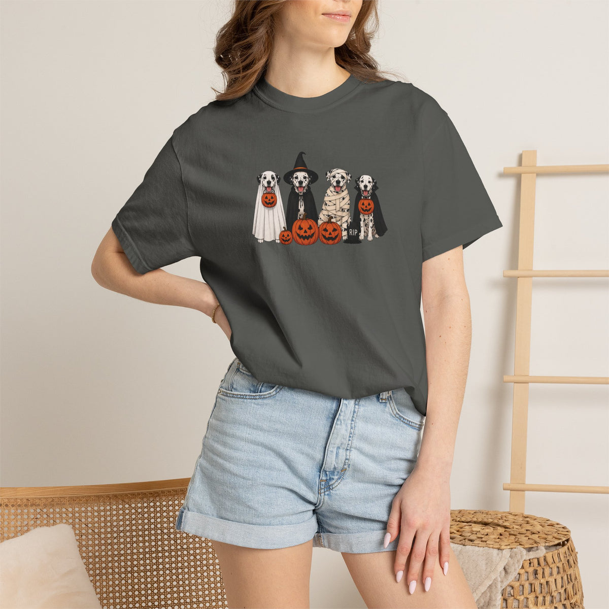 Halloween Dogs T-Shirt — Cute Puppies in Costumes with Jack-o'-Lanterns