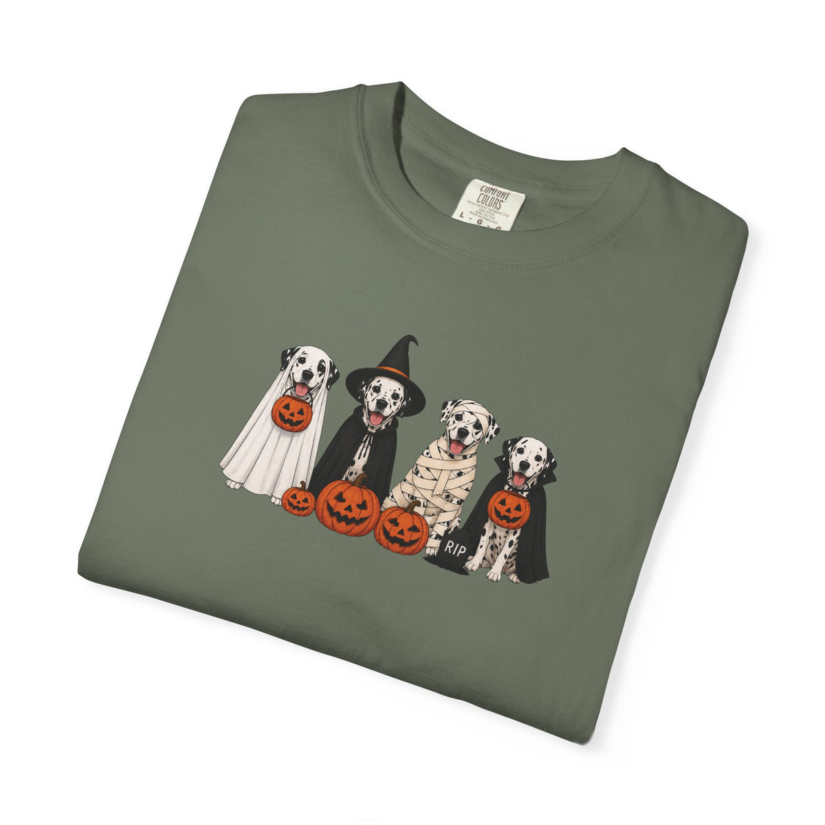 Halloween Dogs T-Shirt — Cute Puppies in Costumes with Jack-o'-Lanterns