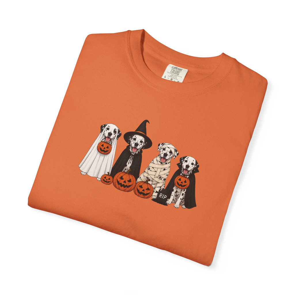 Halloween Dogs T-Shirt — Cute Puppies in Costumes with Jack-o'-Lanterns