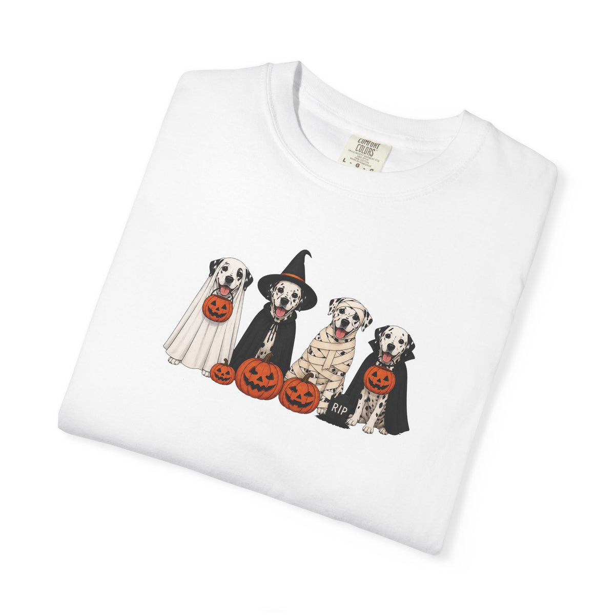 Halloween Dogs T-Shirt — Cute Puppies in Costumes with Jack-o'-Lanterns